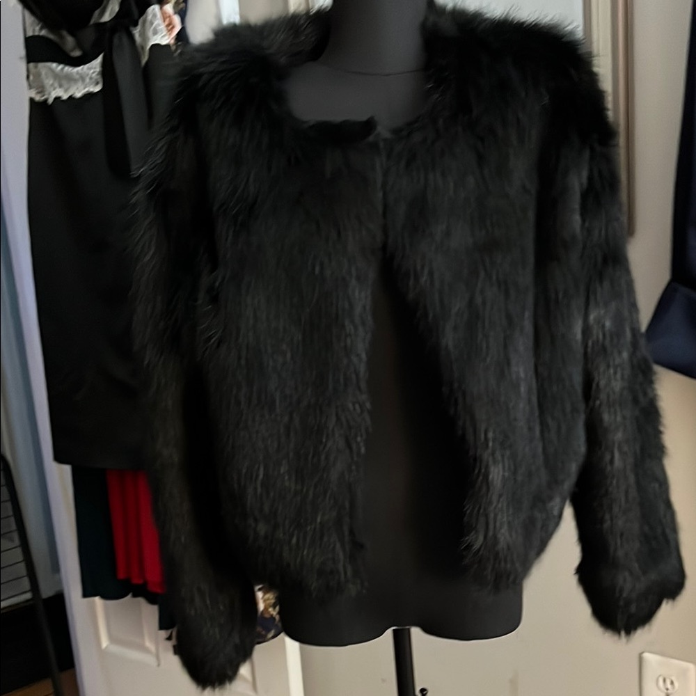 Fashion Nova Black Teddy Jacket Plush Faux Fur